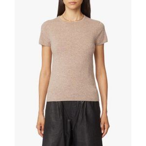 ZARA Tan Knit Short Sleeve Lightweight Sweater